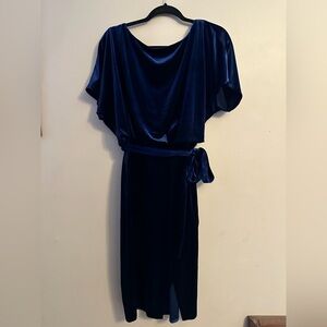 Kensie Midnight Blue Velvet Midi Dress